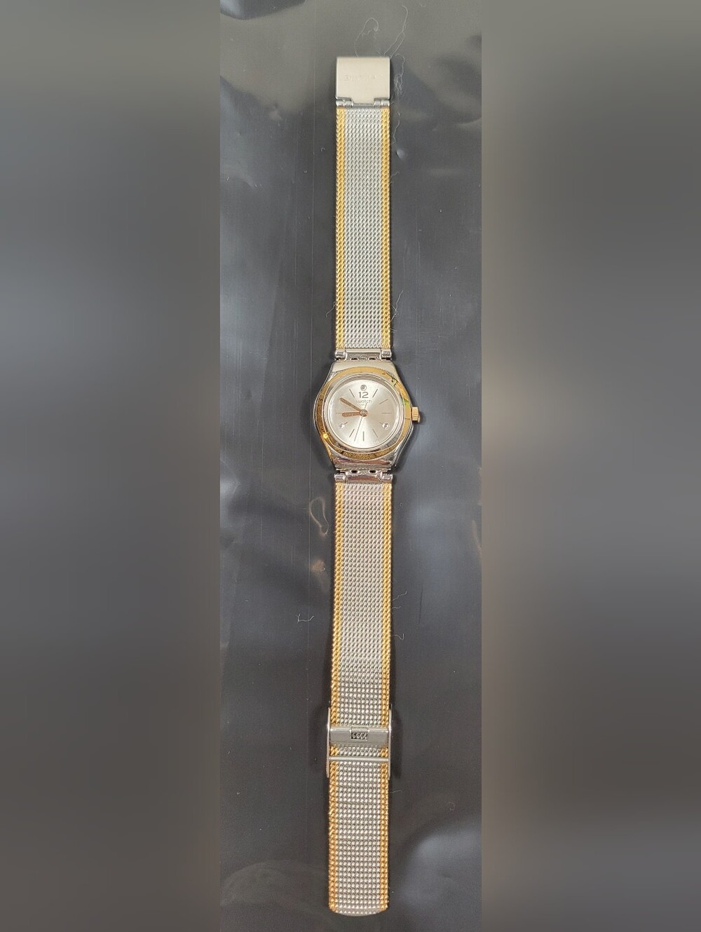 Vintage Swatch Irony Lady Stainless Steel Watch Two Tone Mesh Strap Swiss Made